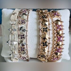 Bomb Party Bracelet Lot (4) –Gold & Silver |Adjustable Braided Tie-Summer stacks